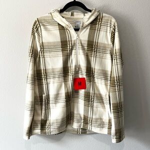 O'NEILL-NWT Hooded Flannel Sweater Olive Green and Beige Size M